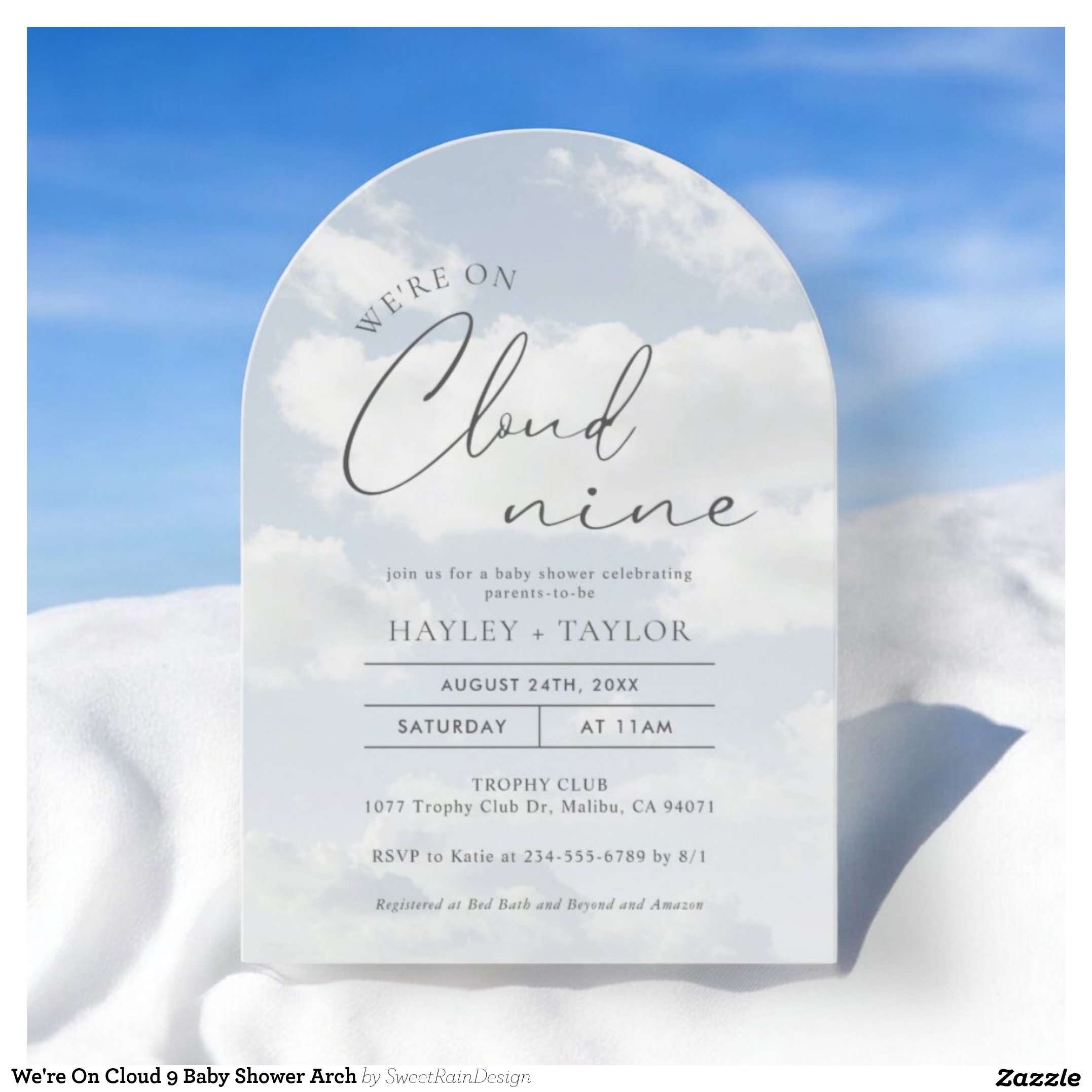 We're On Cloud 9 Baby Shower Arch Invitation
