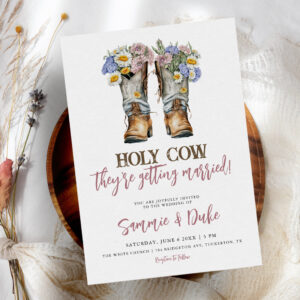 Western and Country Flowers Boots Rustic Wedding Invitation