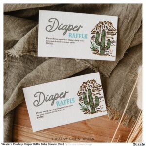 Western Cowboy Diaper Raffle Baby Shower Card