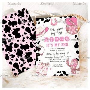 Western cowgirl 2nd Rodeo Birthday party Invitation