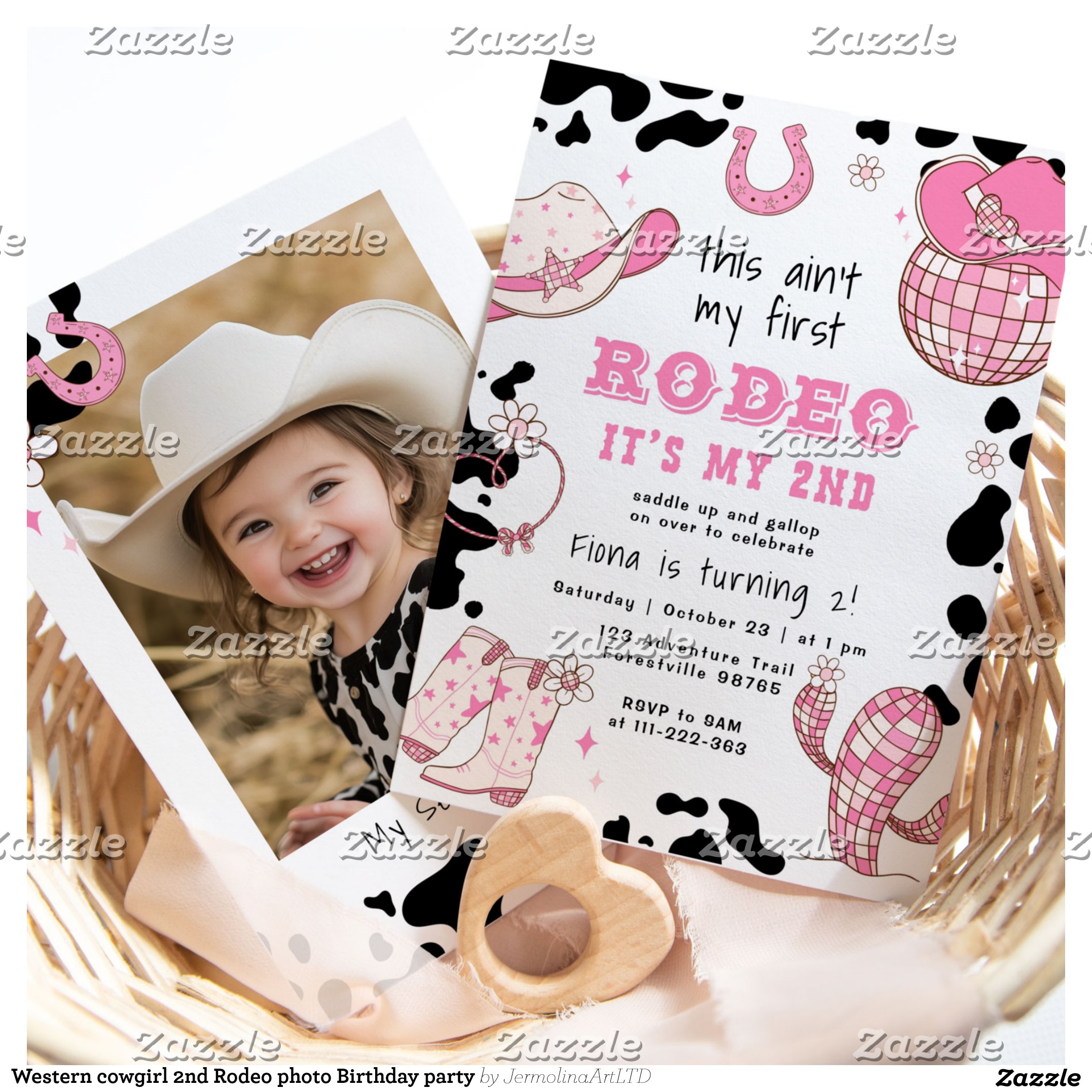 Western cowgirl 2nd Rodeo photo Birthday party Invitation