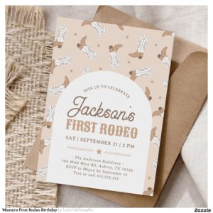 Western First Rodeo Birthday Invitation