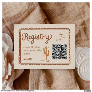 Western QR Code Bridal Shower Registry Enclosure Card