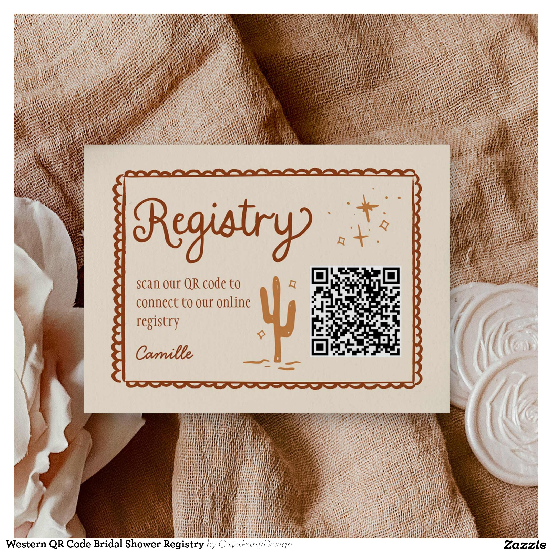 Western QR Code Bridal Shower Registry Enclosure Card