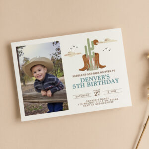 Western Wild West Country Cowboy Rodeo Birthday Invitation