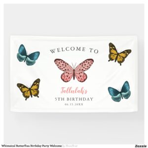 Whimsical Butterflies Birthday Party Welcome Banner