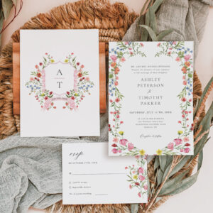 Whimsical Garden Wildflower Classic Wedding  Invitation