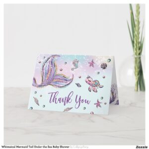 Whimsical Mermaid Tail Under the Sea Baby Shower Thank You Card