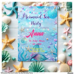 Whimsical Mermaid Under the Sea Birthday Party Invitation