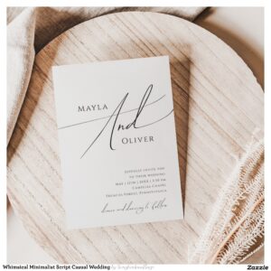 Whimsical Minimalist Script Casual Wedding Invitation