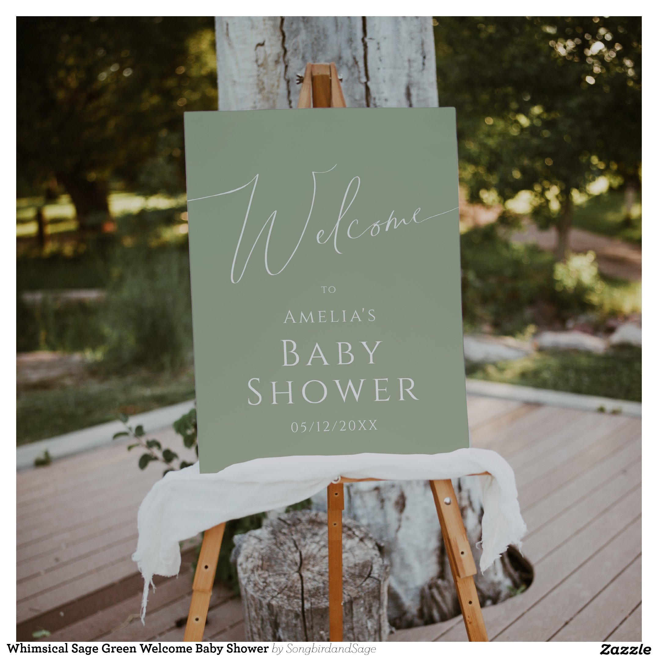Whimsical Sage Green Welcome Baby Shower Foam Board