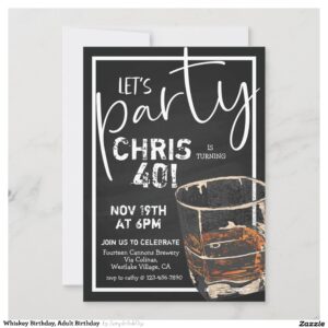 Whiskey Birthday, Adult Birthday  Invitation