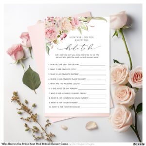 Who Knows the Bride Best Pink Bridal Shower Game