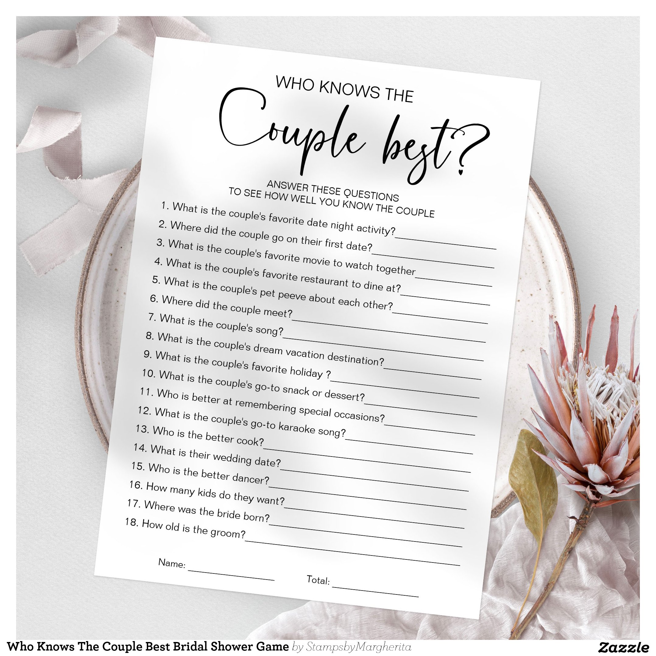Who Knows The Couple Best Bridal Shower Game Invitation