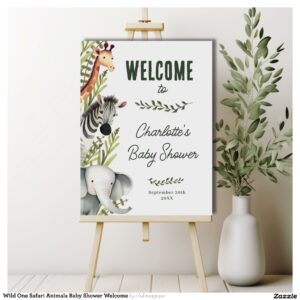 Wild One Safari Animals Baby Shower Welcome Foam Board