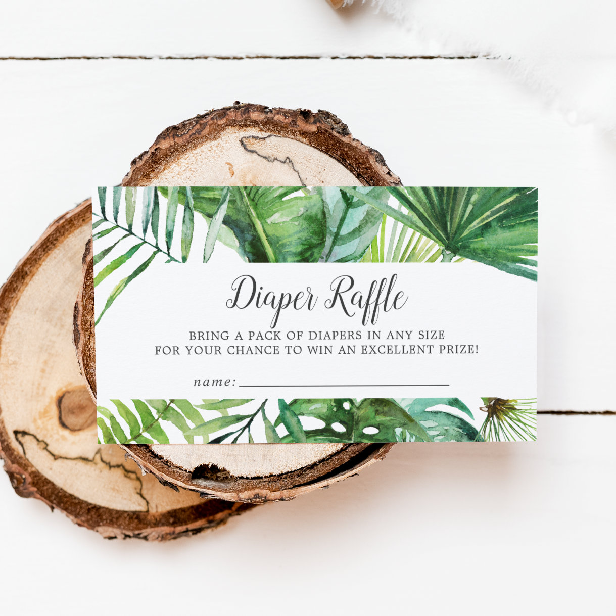 Wild Tropical Palm Diaper Raffle Enclosure Card
