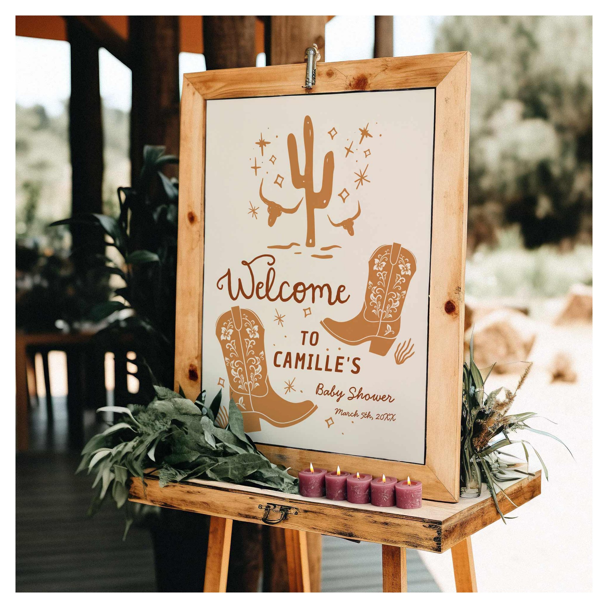 Wild West Cowboy Baby Shower Welcome Sign