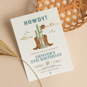 Wild West Cowboy Country Western Birthday Party Invitation
