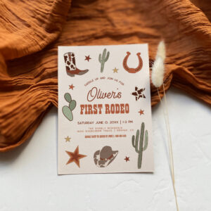 Wild West First Rodeo First Birthday Party Invitation
