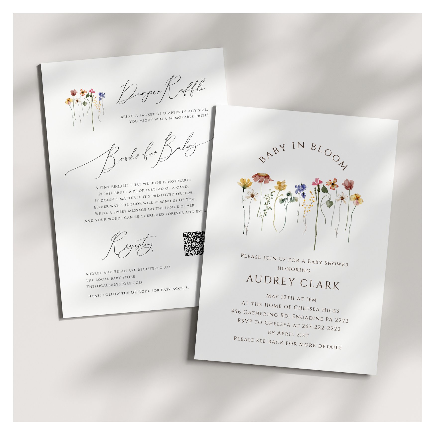 Wildflower Baby In Bloom All in One Baby Shower Invitation