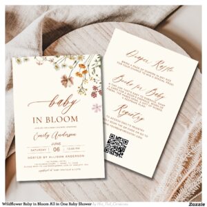 Wildflower Baby in Bloom All in One Baby Shower Invitation