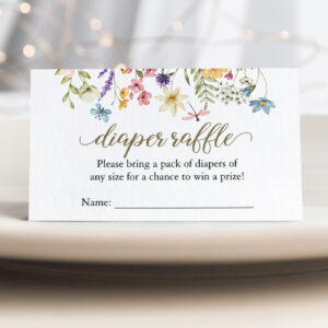 Wildflower Baby In Bloom Diaper Raffle Baby Shower Enclosure Card