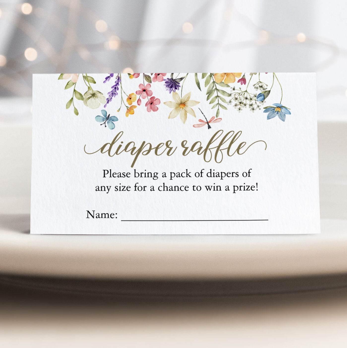 Wildflower Baby In Bloom Diaper Raffle Baby Shower Enclosure Card