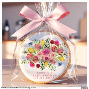 Wildflower Baby In Bloom Floral Baby Shower Sugar Cookie