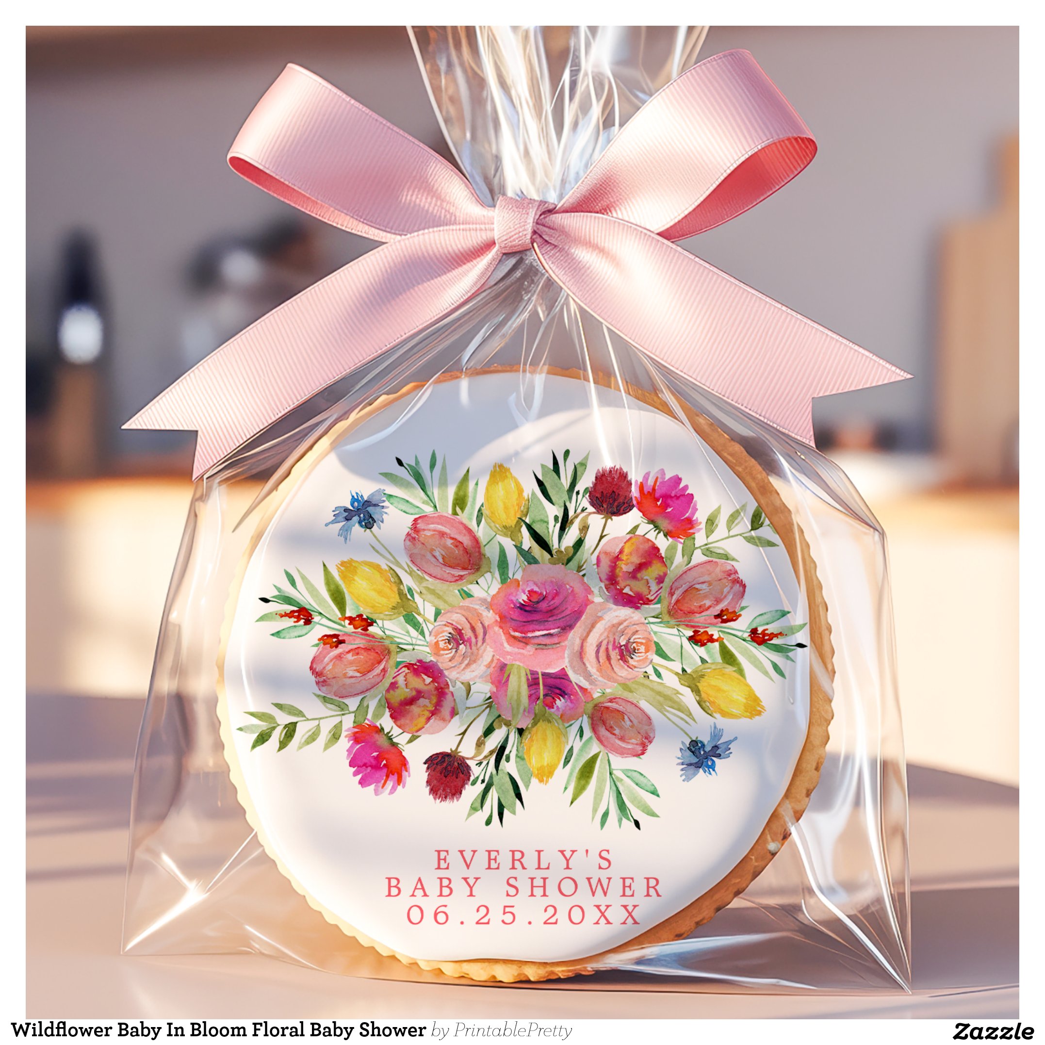 Wildflower Baby In Bloom Floral Baby Shower Sugar Cookie