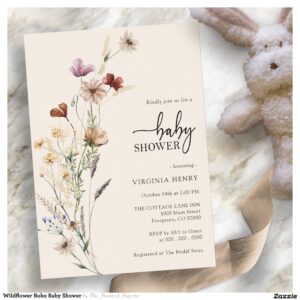 Wildflower Boho Baby Shower Invitation