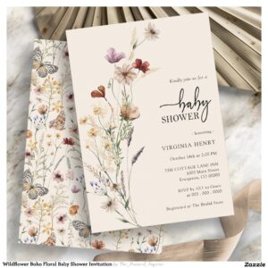 Wildflower Boho Floral Baby Shower Invitation