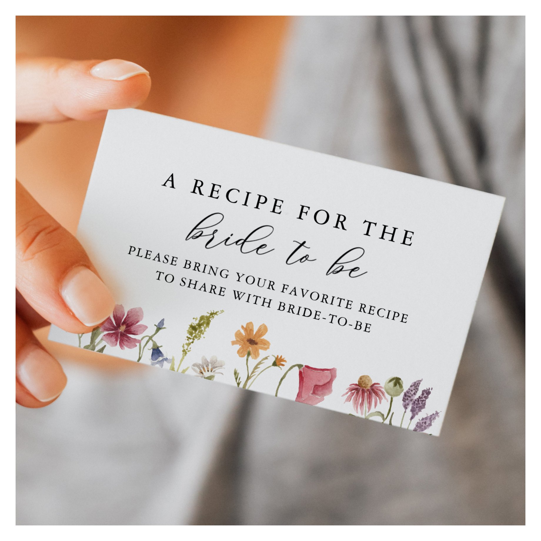 Wildflower Bridal Shower Share A Recipe Enclosure Card