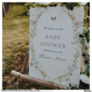 Wildflower Butterfly Garden Baby Welcome Sign