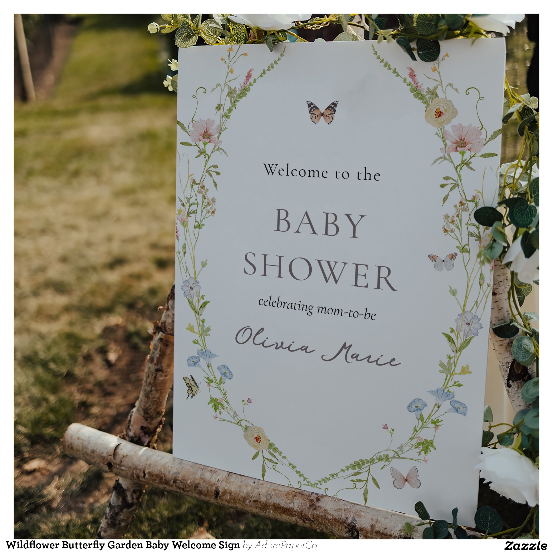 Wildflower Butterfly Garden Baby Welcome Sign
