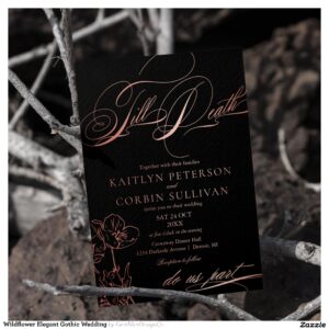 Wildflower Elegant Gothic Wedding Foil Invitation