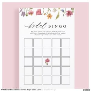 Wildflower Floral Bridal Shower Bingo Game Cards