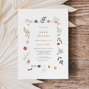 Wildflower Floral Frame Baby Shower Invitation