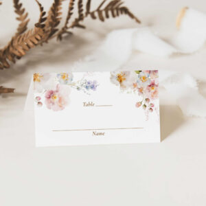 Wildflower Garden Baby Shower Folded Place Card