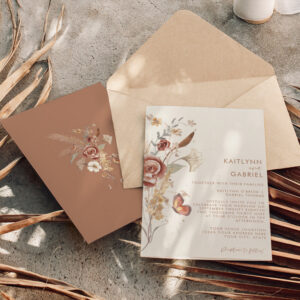 Wildflower Terracotta Floral Watercolor Wedding Invitation