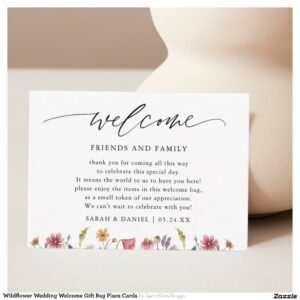 Wildflower Wedding Welcome Gift Bag Place Cards