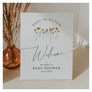 Wildflower Welcome Baby In Bloom Baby Shower Pedestal Sign