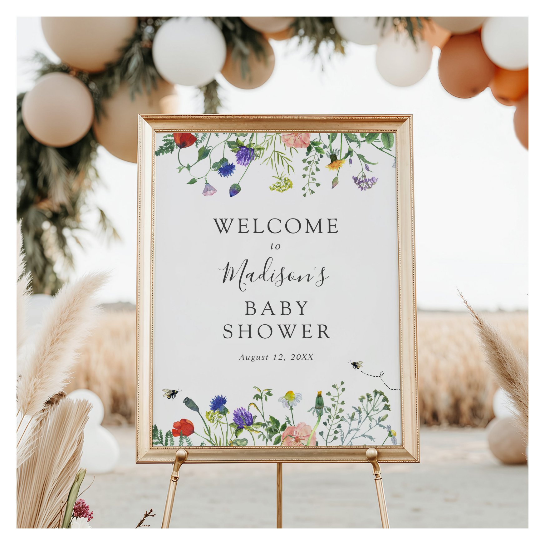 Wildflowers and Bee Welcome Sign