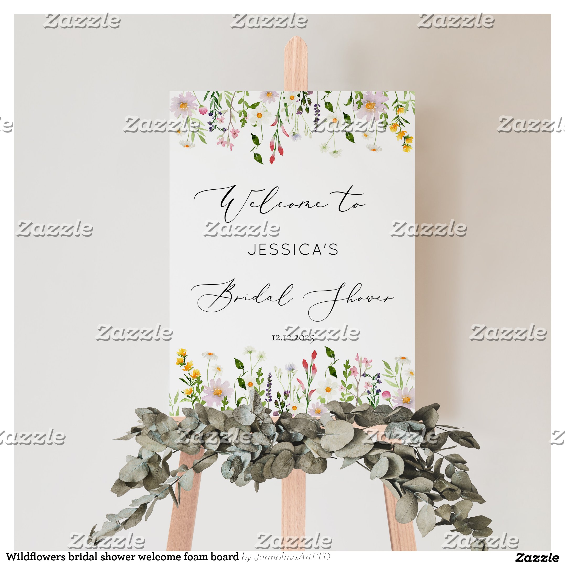 Wildflowers bridal shower welcome foam board