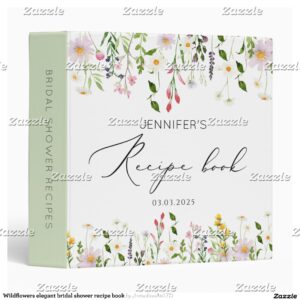 Wildflowers elegant bridal shower recipe book 3 ring binder