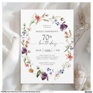 Wildflowers Feminine Floral 70th Birthday Party Invitation