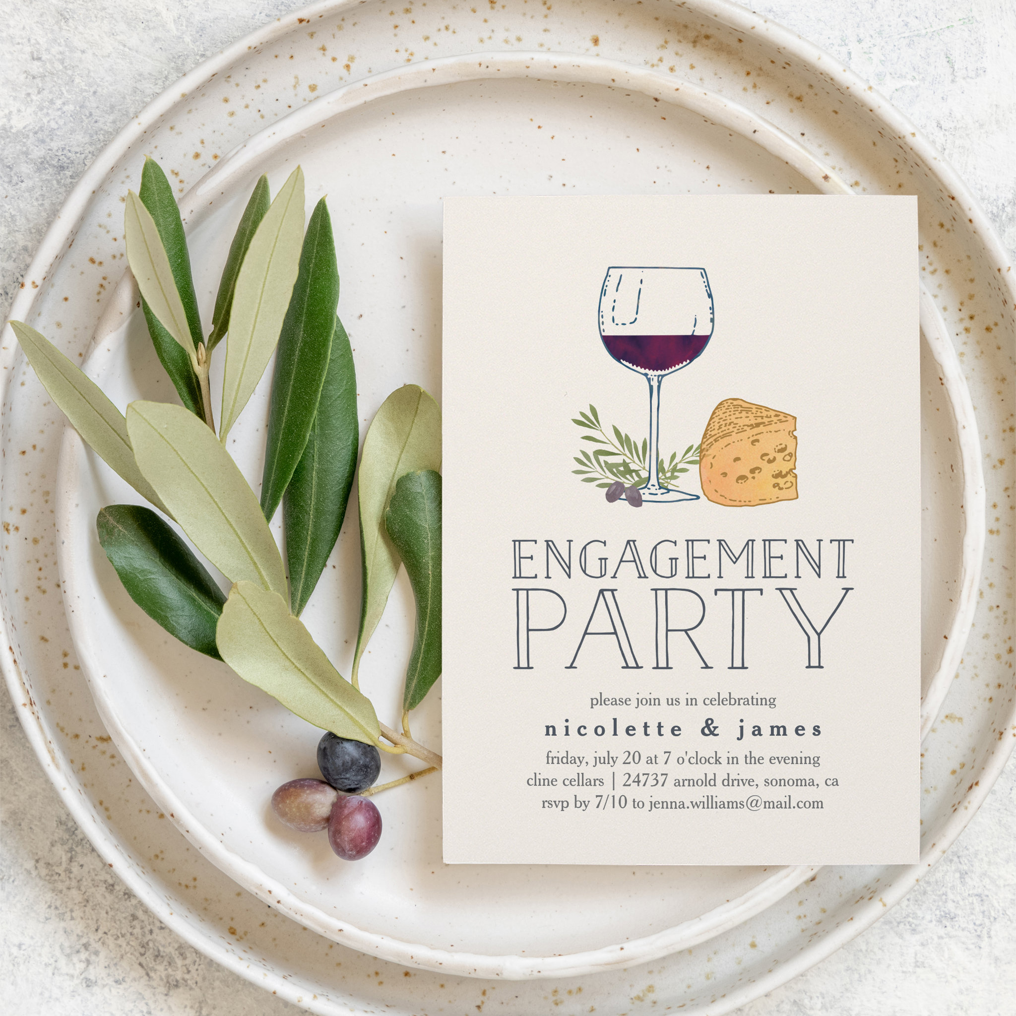Wine and Cheese Engagement Party Invitation