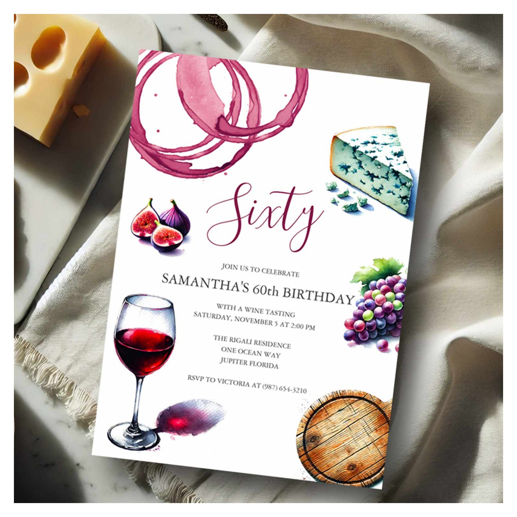 Wine Tasting 60TH BIRTHDAY Invitation