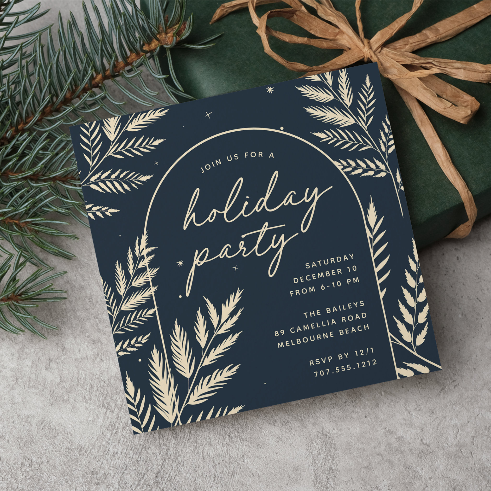 Winter Laurel Holiday Party Invitation