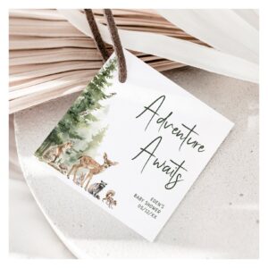 Woodland Adventure Awaits Baby Shower Thank You Favor Tags