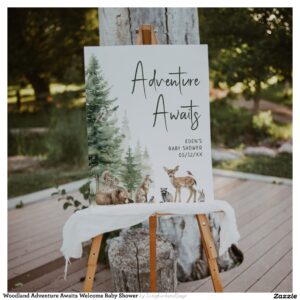 Woodland Adventure Awaits Welcome Baby Shower Foam Board